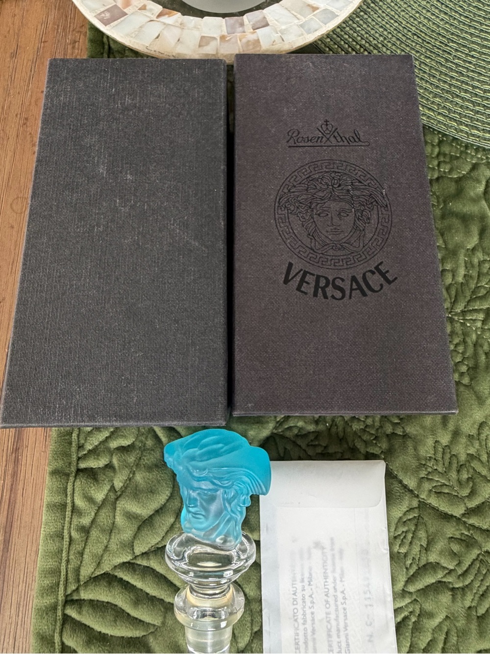 Versace Rosenthal Medusa Bottle Stopper Frosted Blue - Picture 5 of 5